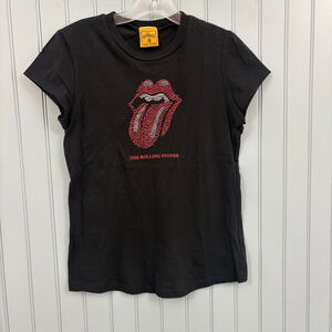VTG Rockware Black The Rolling Stones Rhinestone Short Sleeve Tee S/M
